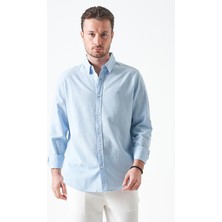 Tena Erkek Mavi Uzun Kol Basic Pamuk Flam Regular Gömlek