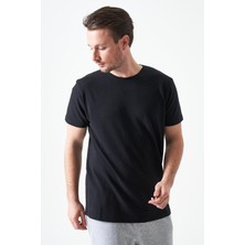 Tena Erkek Siyah Bisiklet Yaka Ottoman Basic Tişört