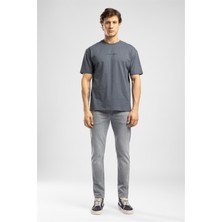 Lee Cooper Aylex Erkek Loose %100 Pamuk Baskılı Bisiklet Yaka T-Shirt Mavi