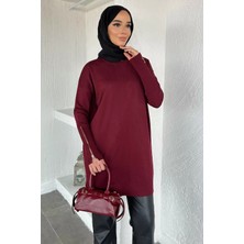 Julude Gülseli Kol Fermuar Detaylı Tesettür Triko Tunik P-00020679