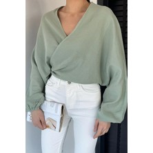 Gülseli Kadın Yarasa Kol Ön Bağlamalı Bluz P-00015901