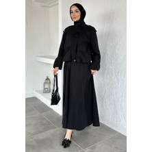 Julude Gülseli Astarlı Ceket Etek Tesettür Ikili Takım P-00020683