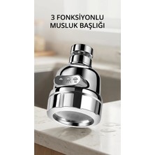 Eco Lounge 3 Fonksiyonlu Döner Krom Musluk Ucu Su Tasarruflu Aparat