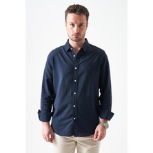 Tena Erkek Lacivert Uzun Kol Basic Pamuk Flam Regular Gömlek