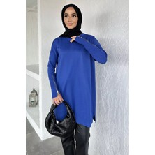 Julude Gülseli Kol Fermuar Detaylı Tesettür Triko Tunik P-00020679