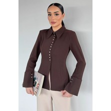 Gülseli Kadın Kol Katlamalı Düğme Detaylı Gömlek P-00020567