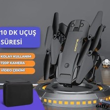 Nacario Başlangıç Drone 720P Hd Kameralı Drone Katlanabilir Taşıma Çantalı 4 Pervaneli Havada Sabit Kalma Özellikli (Kırmızı)