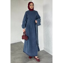 Gülseli Yelek Kombinli Kot Jean Tesettür Elbise P-00020593