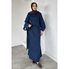 Gülseli Yelek Kombinli Kot Jean Tesettür Elbise P-00020593