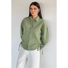 Gülseli Kadın Yan Bağlama Detaylı Gömlek P-00020566