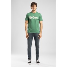 Lee Cooper LONDONLOGO Erkek Regular Fit %100 Pamuk Baskılı Bisiklet Yaka T-Shirt Yeşil