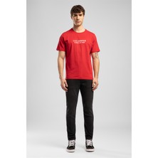 Lee Cooper Ansel Erkek Regular Fit %100 Pamuk Baskılı Bisiklet Yaka T-Shirt Kırmızı