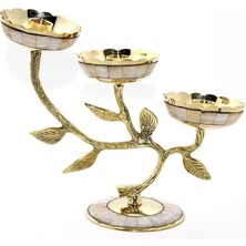 İlkyaz Fashion Pirinç Sedefli 3'lü Şamdan 5935 ILKYZ-KRGRS34