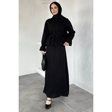 Julude Fırfırlı Pullu Gömlek Etek Tesettür Ikili Takım P-00020718