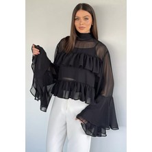 Gülseli Kadın Atlet Kombinli Kat Kat Tül Bluz P-00020602