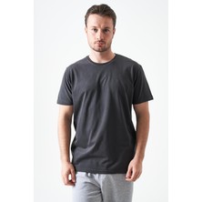 Tena Erkek Antrasit Bisiklet Yaka Basic Tişört
