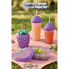 Muf Home Qlux Ideas Böğürtlen Şekilli 4 Parça Pipetli Bardak ve Saklama Kabı Seti - Bpa Free