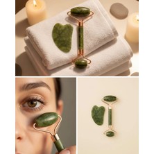 Nuveden Ieg™ Yeşim Taşı Yüz Bakım Seti Çift Başlıklı Roller ve Gua Sha