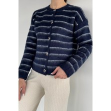 Gülseli Kadın Çizgi Desenli Triko Hırka P-00020319