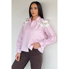 Gülseli Kadın Dantel Detaylı Gömlek P-00020569