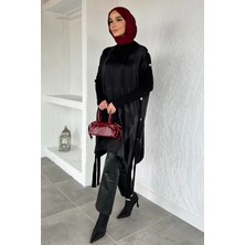 Julude Gülseli Düğme Detaylı Ipek Kübra Kumaş Tesettür Triko Tunik P-00020681