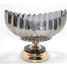 İlkyaz Fashion Lüks Füme Kristal Cam Gondol Gold Ayaklı Sunumluk ILKYZ-KRGRS34