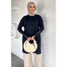 Julude Gülseli Kol Fermuar Detaylı Tesettür Triko Tunik P-00020679