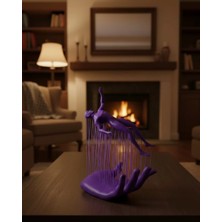 İlk El Grup Ieg™ 3D El Insan Figürü Mor Modern Sanatsal Dekoratif Biblo 12X18 cm