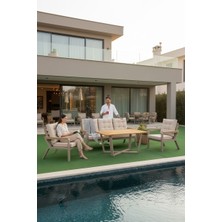 Balco Home Hanımeli 3+1+1+Masa Alüminyum Bahçe Balkon Oturma Grubu Cappucino