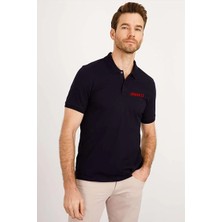 Çamaşır Kenti Yakası Düğmeli Yakalı Pike Baskılı T-Shirt - Beyaz Midas Wear