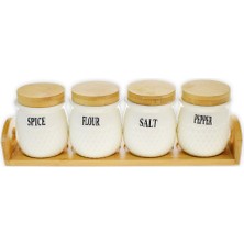 Acero Bambulu Porselen Baharat Takımı 4 Lü 30758