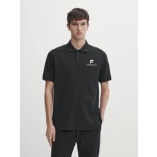 Çamaşır Kenti Yakası Düğmeli Yakalı Pike Baskılı T-Shirt - Beyaz Midas Wear