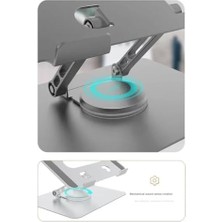Nacario 360 Derece Sonsuz Pozisyonda Dönebilen Katlanabilir Metal Alaşımlı Yükseklik ve Açı Ayarlı Kaydırmaz Telefon ve Tablet Standı (Tablet Standı N03)