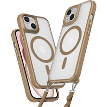 İlkyaz Fashion  iPhone 15 Plus Kılıf Enka Magsafe Silikon Kılıf - Desert