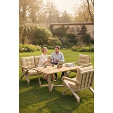 Balco Home Begonya 3+1+1+Masa Alüminyum Bahçe Balkon Oturma Grubu Cappucino