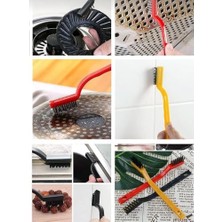 Nacario 3lü Tel Fırça Aspiratör Ocak Banyo Musluk Duşakabin Lavabo Fırın Temizlik Fırça Seti