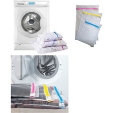 İlkyaz Fashion 3'lü Çamaşır Yıkama Filesi Set Renkli Fermuarlı Pratik Çamaşır Yıkama Filesi Seti 3 Boy (7