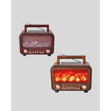İlkyaz Fashion Şömine Efektli Solar Hoparlör Bluetooth 5.3 Radyo Aux USB Tf Destekli