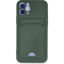 İlkyaz Fashion  iPhone 12 Kılıf Kelvin Kartvizitli Silikon - Koyu Yeşil