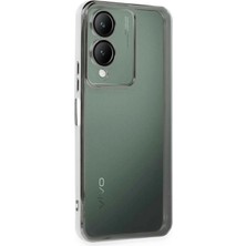 İlkyaz Fashion  Vivo Y17S Kılıf Razer Lensli Silikon - Gümüş