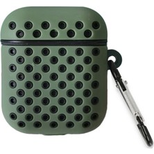 İlkyaz Fashion  Airpods 2 (2.nesil) Spor Delikli Kılıf - Haki Yeşil-Siyah