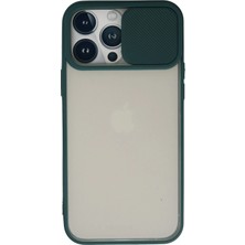 İlkyaz Fashion  iPhone 13 Pro Max Kılıf Palm Buzlu Kamera Sürgülü Silikon - Yeşil