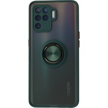 İlkyaz Fashion  Oppo Reno 5 Lite Kılıf Montreal Yüzüklü Silikon Kapak - Yeşil