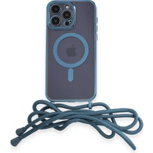 İlkyaz Fashion  iPhone 13 Pro Kılıf Divo Lazer Askılı Magsafe Kapak - Sierra Blue