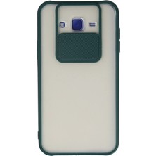 İlkyaz Fashion  Samsung Galaxy J7 Kılıf Palm Buzlu Kamera Sürgülü Silikon - Yeşil
