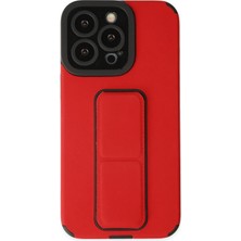 İlkyaz Fashion  iPhone 13 Pro Max Kılıf Mega Standlı Silikon - Kırmızı