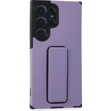 İlkyaz Fashion  Samsung Galaxy S23 Ultra Kılıf Mega Standlı Silikon - Lila
