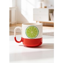 BB Design Yeşil Limon Tasarımlı Seramik Baskılı Pro Kupa Bardak 330ML