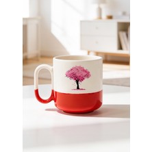 BB Design Pembe Ağaç Tasarımlı Seramik Baskılı Pro Kupa Bardak 330ML