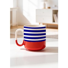 BB Design Mavi Çizgi Tasarımlı Seramik Baskılı Pro Kupa Bardak 330ML